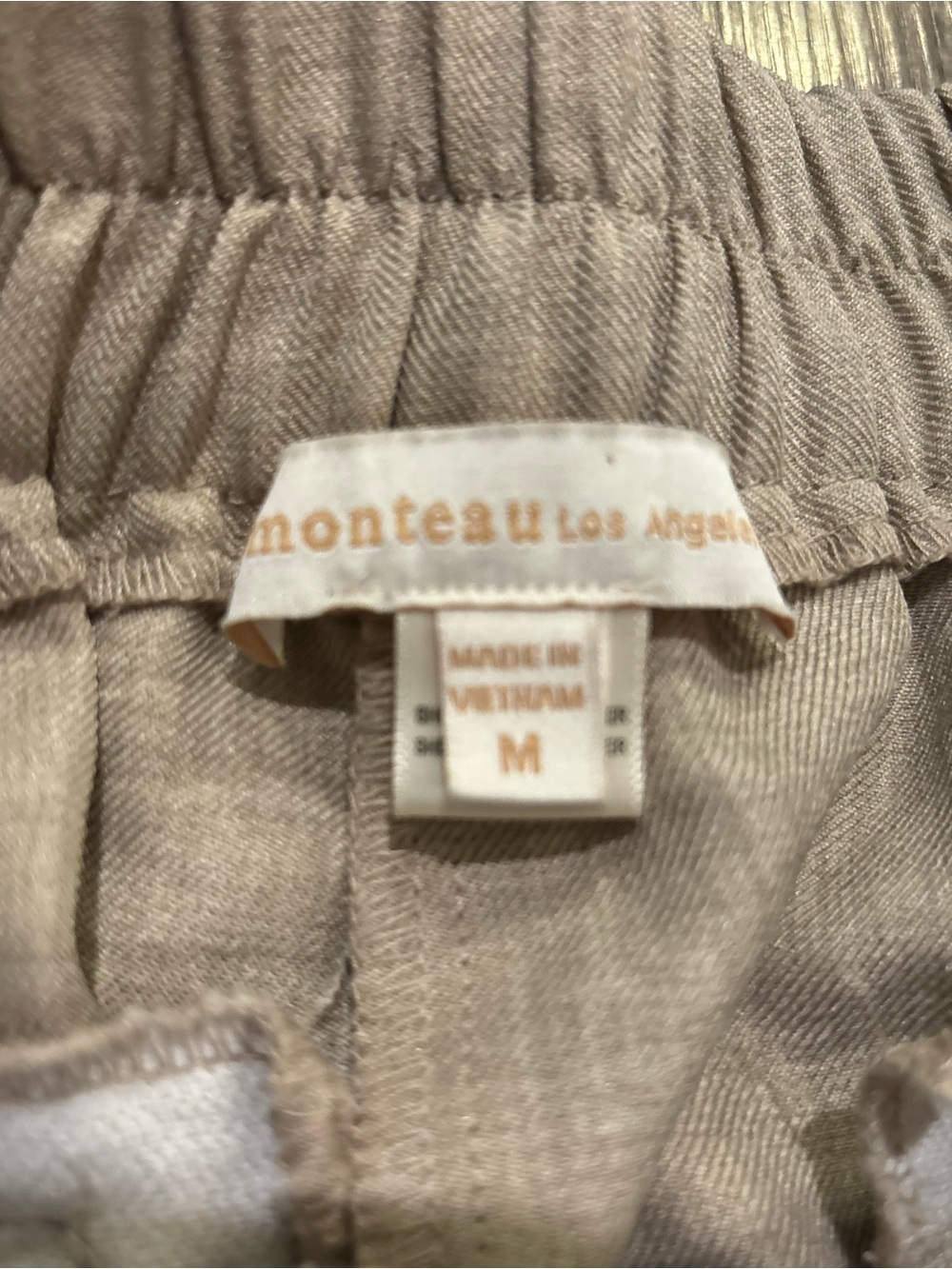 Monteau Wide-Leg Chinos in Light Tan with White Trim - Picture 2 of 5